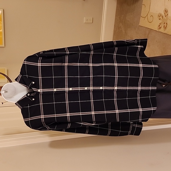 Turnbury Mens Window Pane Plaid Button Down Long Sleeved Shirt Large EUC - Picture 1 of 11